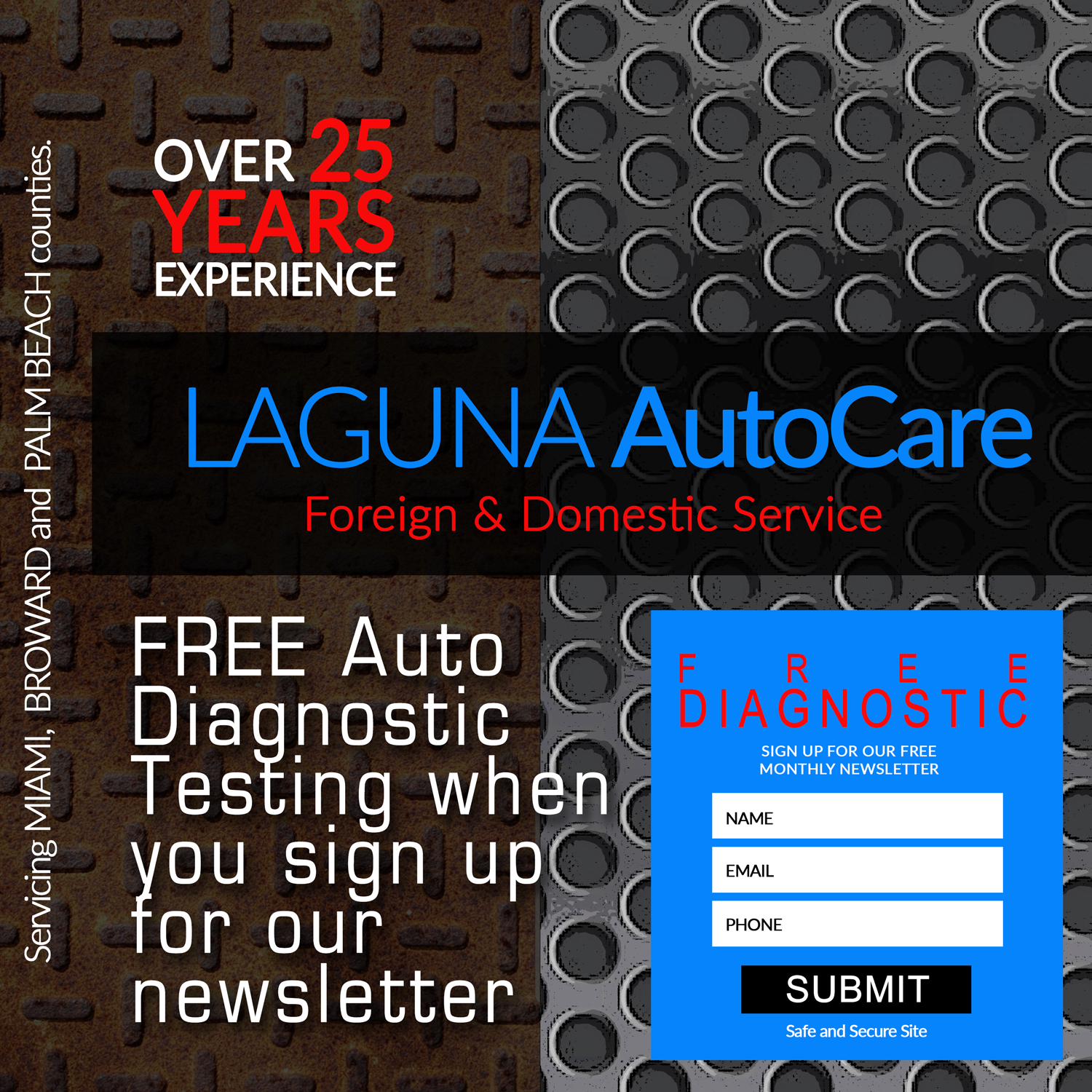 Laguna AutoCare Automotive Services advertising design concept by OptGraphics